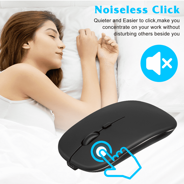 Bluetooth Mouse, Rechargeable Wireless Mouse for Android Tablet Bluetooth  Wireless Mouse Designed for Laptop / PC / Mac / iPad pro / Computer /  Tablet / Android - Black 