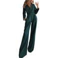 thumbnail image 1 of Traje de pantalón para mujer, traje de boda festivo, mono largo con escote en V, traje de pantalón ancho, traje de negocios, mono (XL), 1 of 6