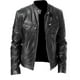 thumbnail image 1 of Chaqueta de piel sintética con cuello alto para hombre en estilo de traje de negocios y ajuste ceñido., 1 of 3