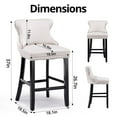 thumbnail image 2 of Velvet Counter Height Bar Stools Set of 2, Upholstered Barstools with Button Tufted Back and Nailhead Trim, Modern Wing-Back Counter Height Chair for for Kitchen, Home Bar, Dining Room, Beige, 2 of 7