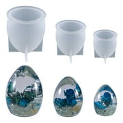 Tissouoy Resin Molds - 3 Pack 3D Egg-shaped Crystal Ball Silicone Mould for Epoxy Casting