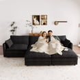 thumbnail image 2 of Muumblus 110" Oversized Modular Sectional Sofa with 2 Movable Ottoman, U Shaped Deep Seat Cloud Couch for Living Room, Black Chenille, 2 of 10