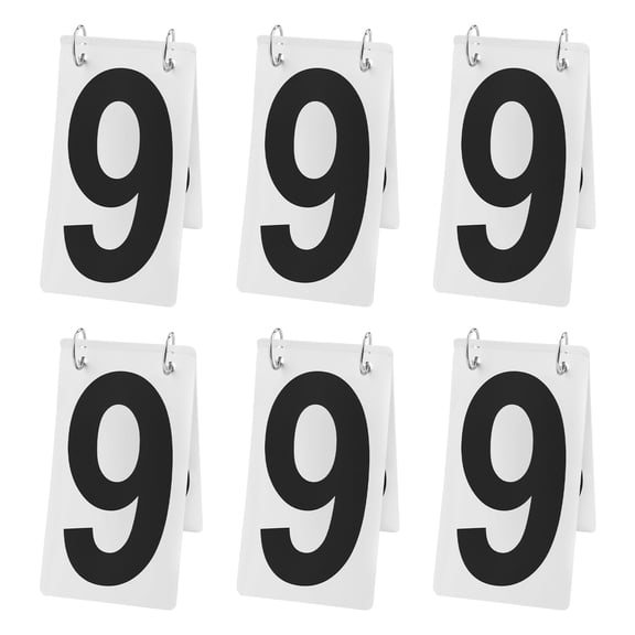 GOGO 6 Sets Baseball Scoreboard Numbers, 4 x 7 inch Plastic White Card with Black Number, 0-9 Double Sides