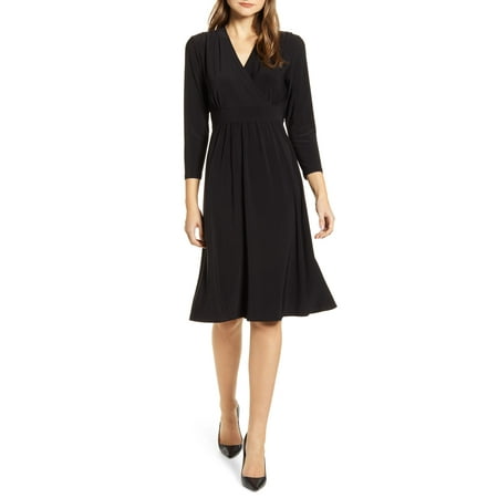 Anne Klein Women's Matte Jersey Fit & Flare Dress Black Size Medium