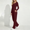 thumbnail image 4 of Aofany Womens 2 Piece Sets Long Sleeve Wide Leg Tracksuits Casual Lounge Fall Outfits Solid Color Matching Sets, 4 of 5