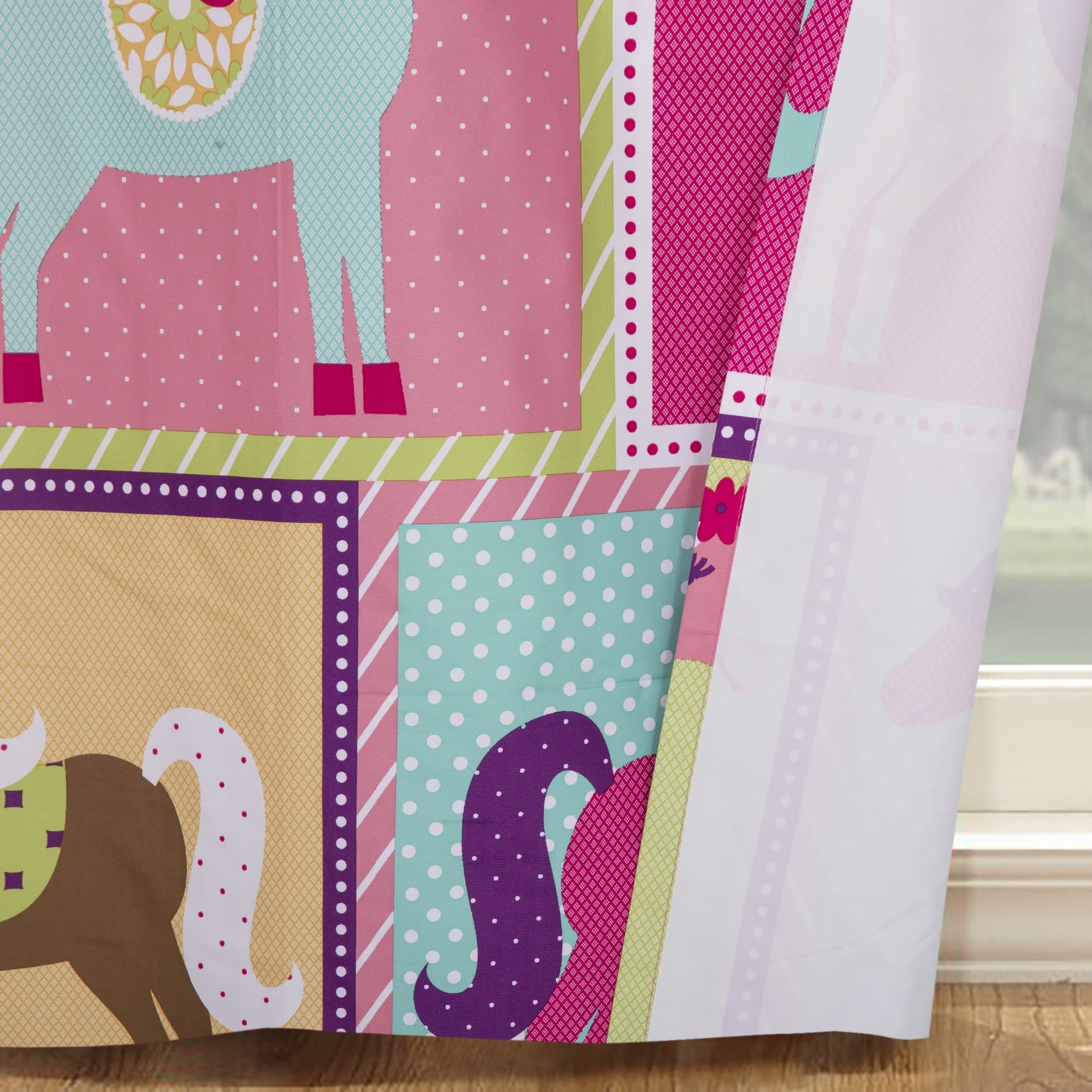 Mainstays Pink Horse Print Room Darkening Grommet Top Single Curtain Panel, 42" x 84"