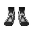 thumbnail image 7 of Women's Men's Black And White Stripe Lightweight Ventilation Quarter Ankle Socks, 7 of 7