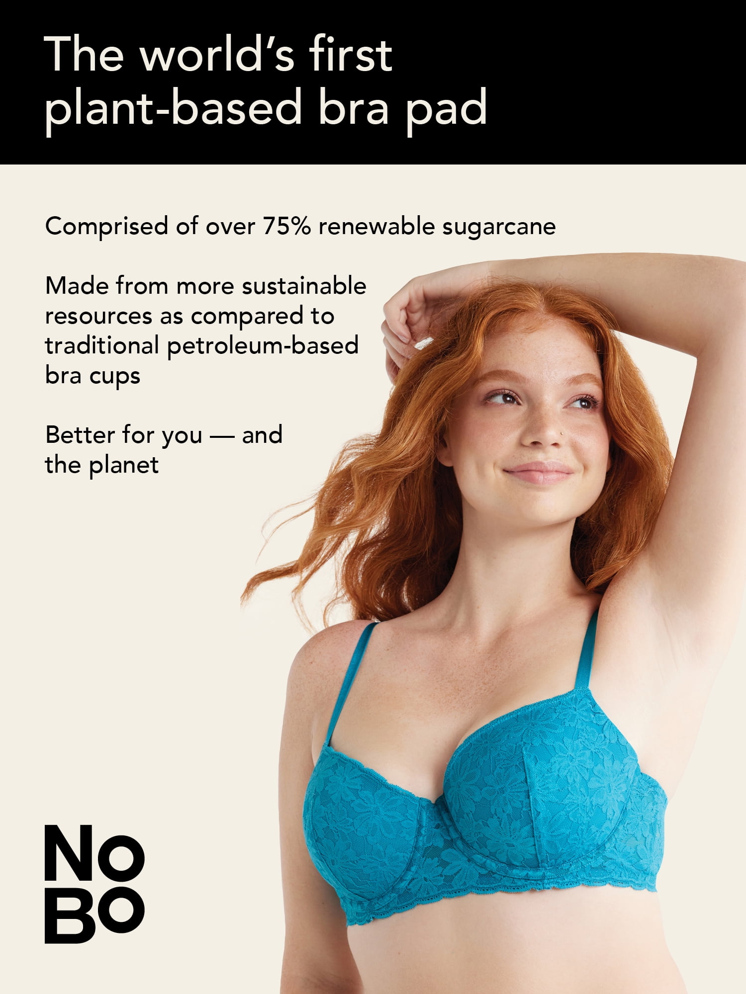No Boundaries Women's All Over Lace Push Up Bra with Sugarcup, Sizes 34A-40DD