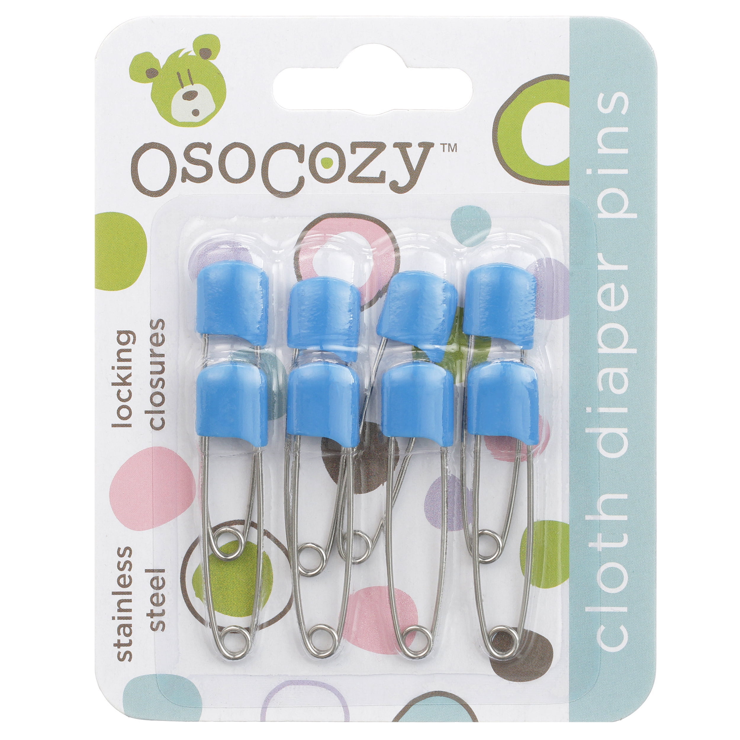 OsoCozy Diaper Pins - {White} - Sturdy, Stainless Steel Diaper Pins with  Safe Locking Closures - Use for Special Events, Crafts or Colorful Laundry