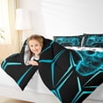 thumbnail image 5 of Manfei Teens Game Console Bedding Comforter Set, Black Cyan Neon Gradient Twin Comforter Sets, Modern Video Game Lover Reversible Bedding Set, Luxury Bedroom Decor, 2pcs, 5 of 9