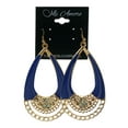 thumbnail image 2 of Gold-Tone & Blue Colored Metal Dangle-Earrings With Crystal Accents #LQE2501, 2 of 2