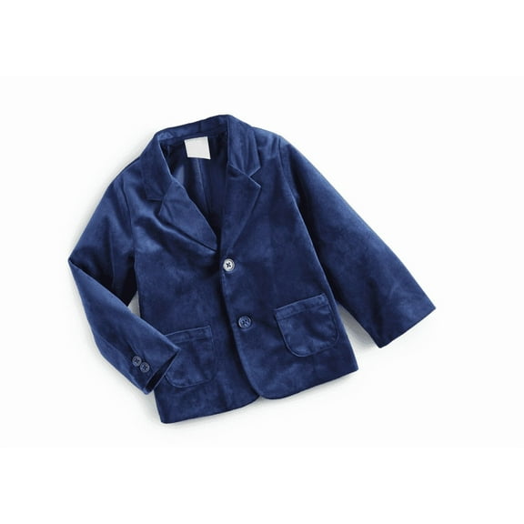 First Impressions Baby Boys Velvet Blazer-Navy Sea