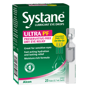 Systane Ultra Lubricant Eye Drops for Dry Eye Symptoms, 25 Preservative-Free Single Use Vials