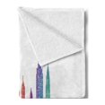 thumbnail image 2 of NYC Soft Flannel Fleece Throw Blanket, Colorful New York City USA Skyline Creative Hatched Line Art Sketchy Illustration, Cozy Plush for Indoor and Outdoor Use, 60" x 80", Multicolor, by Ambesonne, 2 of 5
