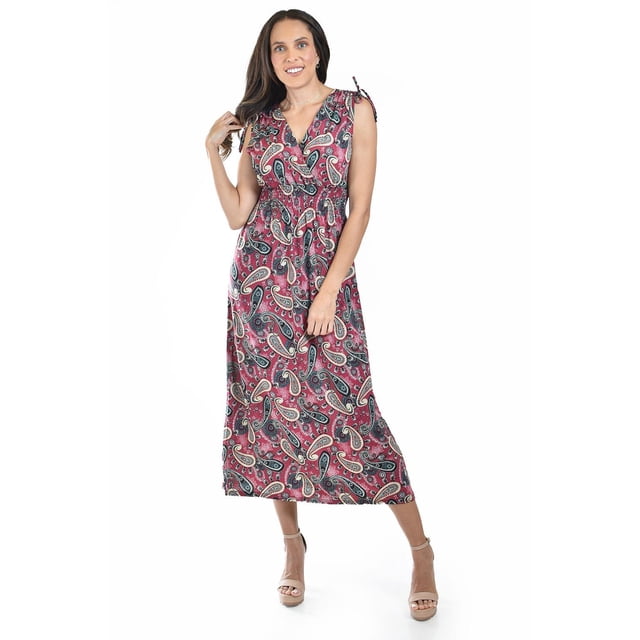 Vestido estampado de paisley Roman Fashion /Juvenil, 8802X-11 (Vino) vino G