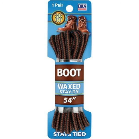 Shoe Gear Waxed Boot Laces - 54" Brown/Black for Footwear Maintenance