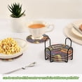 thumbnail image 5 of Yayeee 6 PCS Drink Coasters with Holder Set Woven Absorbent Round Tabletop Hot Pad, Retro Cassette Pattern, 5 of 7