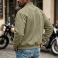 thumbnail image 4 of Rexolia Mens Cotton Jacket Lightweight Full Zip Windproof Stand Collar with Pockets Outdoor Hiking Fall Army Green L, 4 of 7