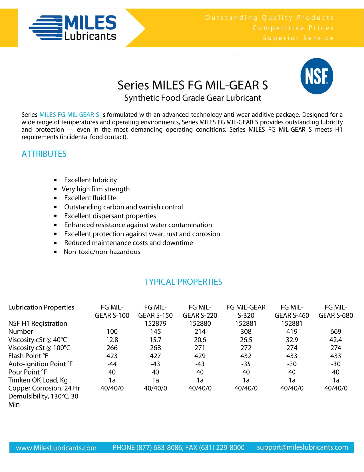 Miles Lubricants FG Mil Gear S 100 Gear Oil, 4 x 1 Gallon Case