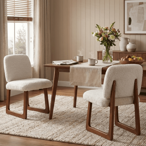 Chair Dining Chair Set, Brown Color Plywood/Rubber/Pine Frame, Sturdy Multi-Material Frame, for Dining Room/Kitchen