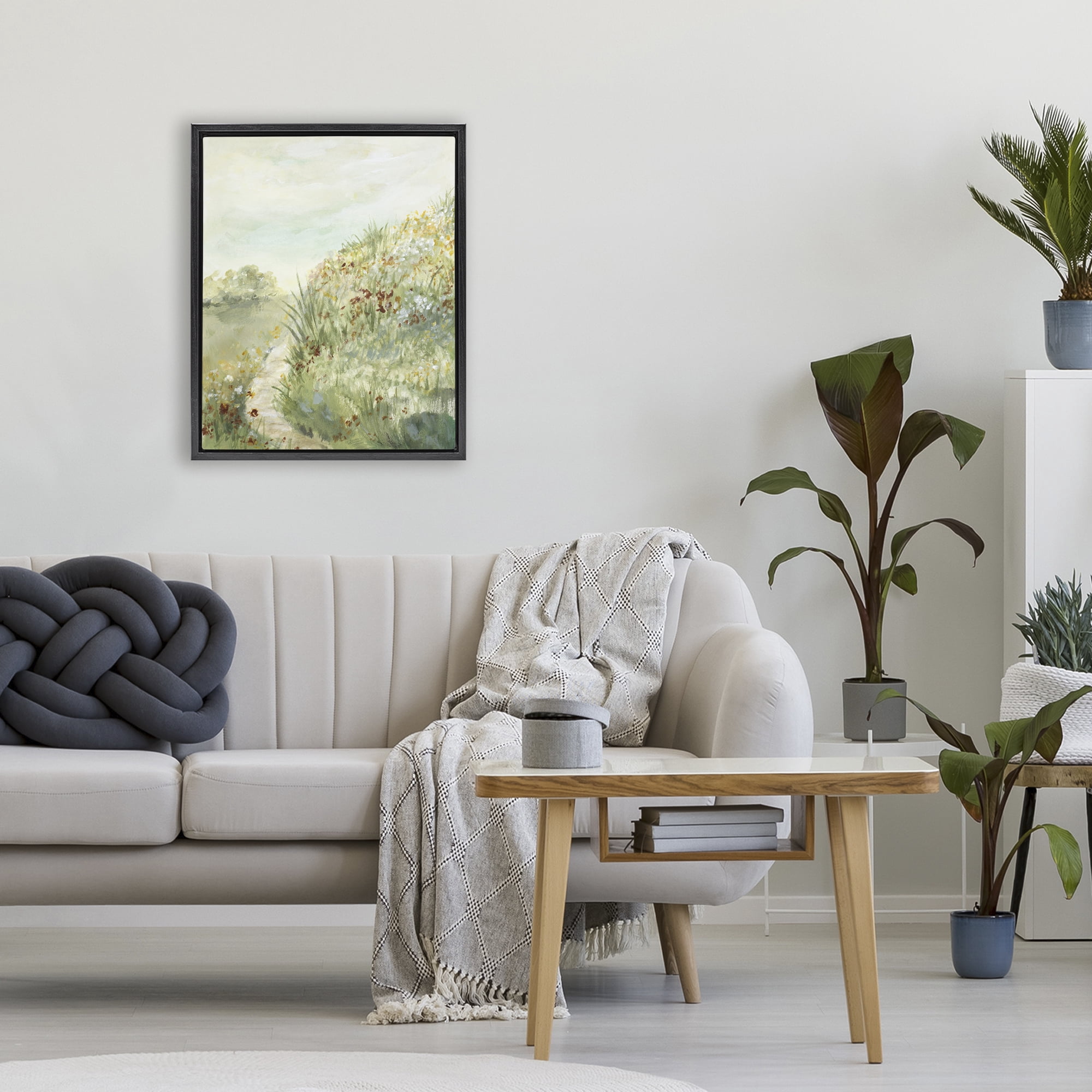 Stupell Industries Hilltop Blooms & Winding Trail Black Framed Floater Canvas Wall Art, design by Lanie Loreth