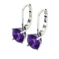 thumbnail image 2 of Clara Pucci 4Ct Natural Amethyst Round Cut VVS1 Lever Back Drop Dangle 18k Solid hypoallergenic Gold Designer Earrings For February, 2 of 7