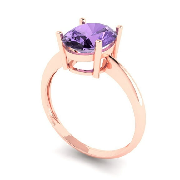 2.5ct oval cut alexandrite 18k rose gold Bridal Wedding Engagement Promise Anniversary Ring for Women size 3.75
