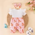 thumbnail image 2 of Kaprioy Baby Girl Summer Clothes Short Sleeve Cute Cartoon Horse Print Bubble Romper Bow Shorts Jumpsuit Outfit 0 3 6 9 12 18 Months Girls Summer Clothes, 2 of 8