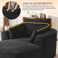 thumbnail image 4 of Muumblus Chaise Lounge Indoor, Cozy Lounge Chair Sleeper Sofa for Adults, No Assembly Required, Black Corduroy, 4 of 9