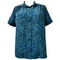 thumbnail image 1 of A Personal Touch Women's Plus Size Short Sleeve Button-Front Tunic with Shirring - Blue Bachman - 4x, 1 of 3