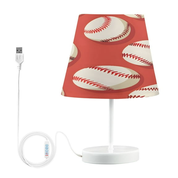 Ryvnso LED Bedside Table Lamp Baseball Red Bedroom Desk Lamps Nightstand Lampshade M