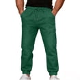 thumbnail image 2 of BRGZLK Men's Solid Color Pants Comfy Casual High Elastic Waisted Fake Denim Trousers Athletic Workout Gym Jogger Pants with Pockets, 2 of 7