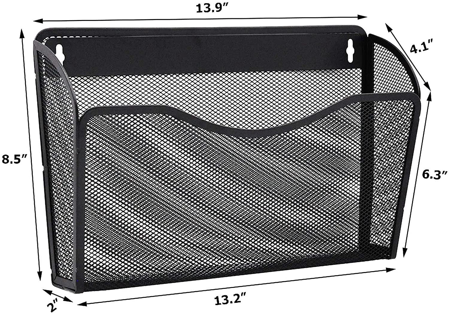 3 Single Pocket Mesh Hanging File Organizer, Vertical Wall Mounted Magazine File Holder, Mount Basket Mail Paper Document Folder Organizing for Office, Home and School, Gold