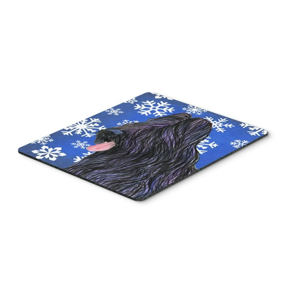 "Briard Winter Snowflakes Holiday Mouse Pad Hot Pad or Trivet"