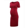 thumbnail image 1 of Vestido de maternidad de color liso con cuello redondo y manga corta Vestido de maternidad de color liso con cuello redondo y manga corta, 1 of 5