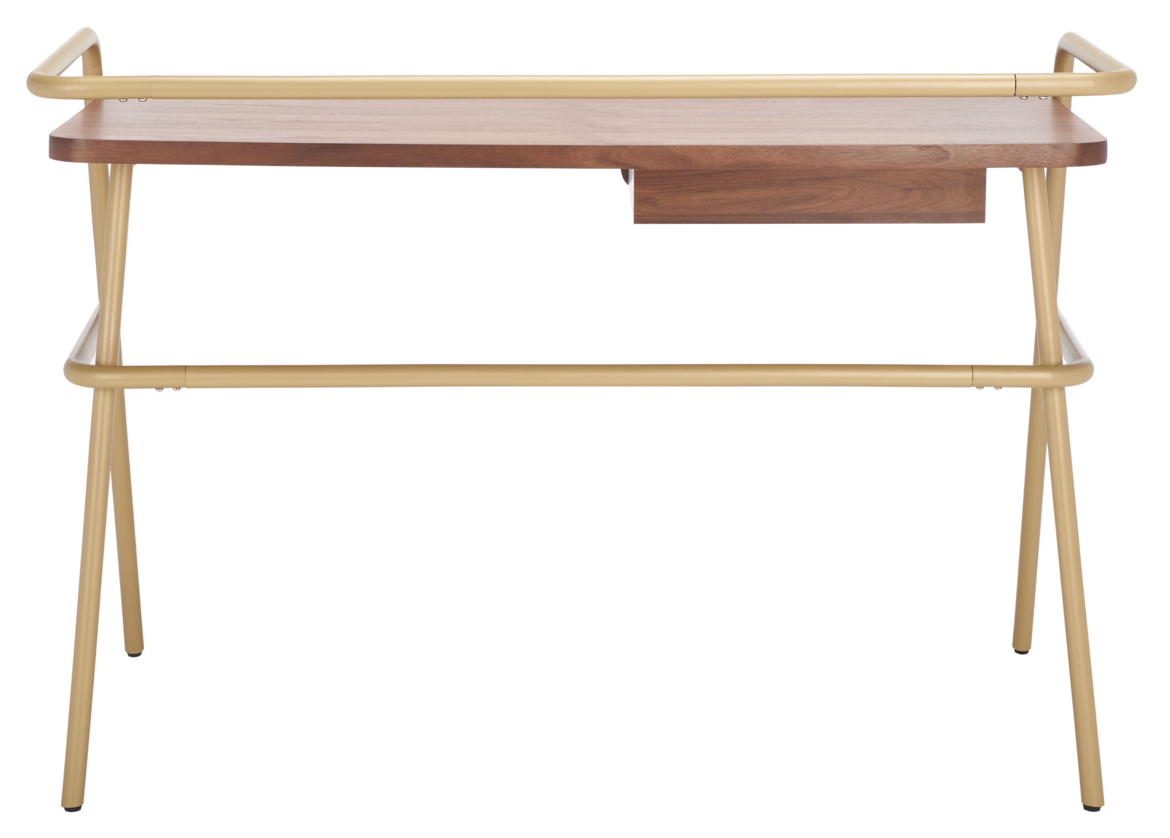 Safavieh Couture Regis Mid-Century Desk, Walnut/Bronze