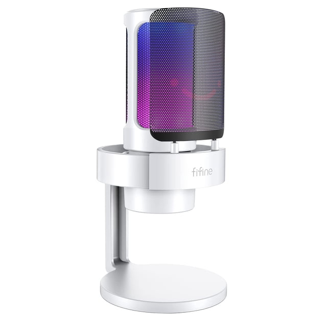 Micrófono RGB FIFINE AmpliGame A8 para PC para videojuegos, color blanco
