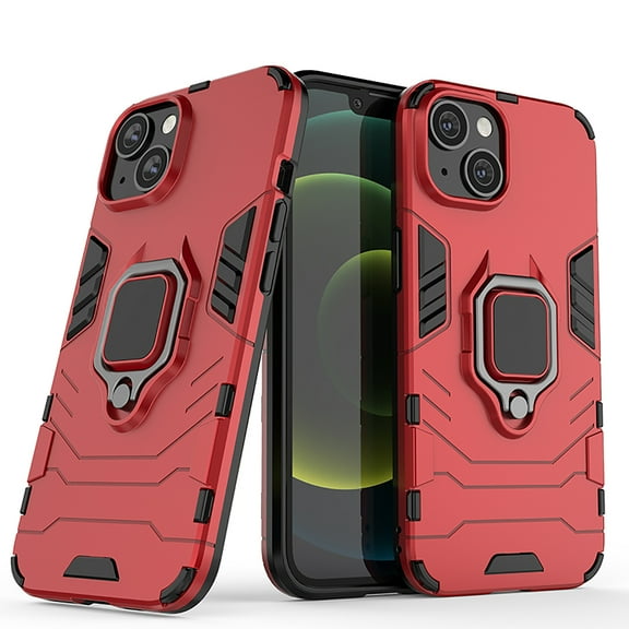 Nalacover for iPhone 14 Plus 6.7 inch Case,Luxury Heavy Duty Armor Dual Layer Protective TPU Bumper Magnetic Finger Ring Kickstand Shockproof Dustproof Non-Slip Slim Back Cover.Red