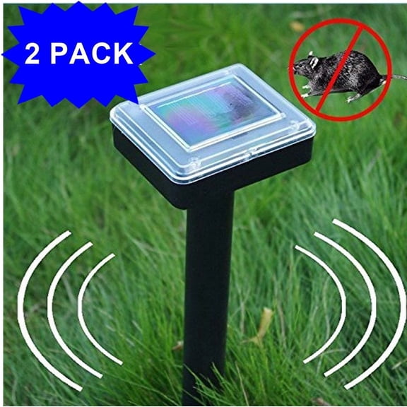 2-Solar Powered Ultrasonic Sonic Mouse Mole Pest Rodent Repeller Repellent Yard