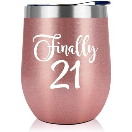 

21st Birthday Gifts For Women - 2001 21st Birthday Decorations For Women - Gifts For Women Turning 21 - 21 Year Old Birthday Gifts For Her Daughter Sisters Friends - 12 oz Wine Tumbler