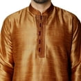 thumbnail image 3 of SKAVIJ Mens Art Silk Embroidered Kurta Pyjama Set Traditional Wear Brown L, 3 of 6