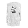 thumbnail image 4 of JUSLIO Warm Shirts for Women Fleece with Pockets Blouses Graphic Long sleeve Round Neck Blouses White M, 4 of 4
