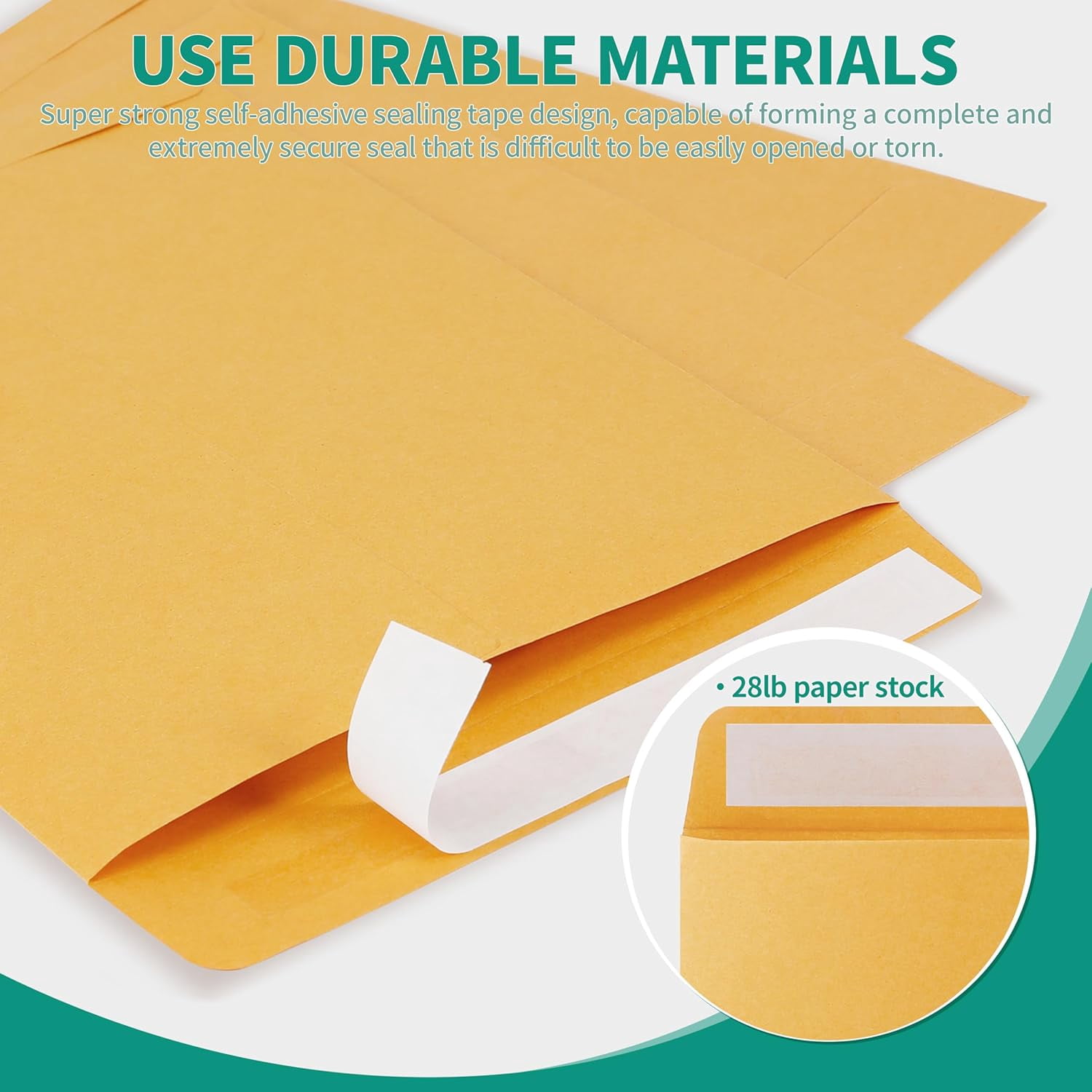 9x12 Catalog Mailing Envelopes - 100 Count, Self Seal Stay Flat Brown Kraft Envelopes, Heavy Duty Shipping Mailers for Documents, Photos & Letters, Peel & Seal Closure