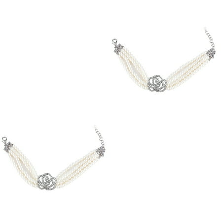 Set of 2 Dog Collar Jewelry Puppy Pearl Cat Wedding Pearls Necklace White