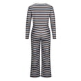 thumbnail image 5 of CHUMUD Two Piece Sets for Women Pants Set Summer Vacation Outfits Long Sleeve Button Tops Trousers Lounge Matching Sets Striped Fashion Clothes Casual Going Out, 5 of 9