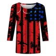 thumbnail image 4 of GaThRRgYP Summer Tops for Women,Summer Tops for Women,Women's Fashion Printed T-shirt Mid-length 3/4 Sleeves Blouse Round Neck Casual Tops Red M, 4 of 5