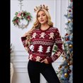 thumbnail image 4 of Suéteres Navideños Feos para Mujer, Lindos, Peludos y Divertidos, Suéter de Punto para Fiestas de Invierno y Fiestas Navideñas Vino Tinto L, 4 of 10