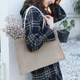 thumbnail image 3 of AMERTEER 2Pcs Tote Bag Large Capacity Storage Organizer Waterproof Vintage Gift Bag Linen Beach Shopping Handbag for Outing, 3 of 10