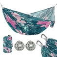 thumbnail image 2 of Wobogo Pink Flower Camping Hammocks 330 lb Capacity with Tree Straps and Hanging Pockets for Outside Hiking Beach Backpack Travel, 2 of 8