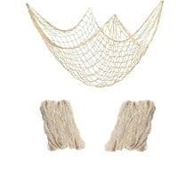 GoXteam 2 pack Fish Net Decorative Cotton Fishnet Decor for Pirate Party, Nautical Hawaii Luau Ocean Themed Wall Hanging Beach Bash Decoration Supplies